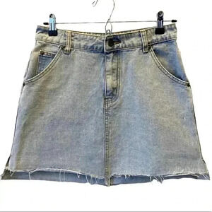 Sadie & Sage Jean Skirt Mini A-Line Raw Hem Light Blue Denim Size  Small